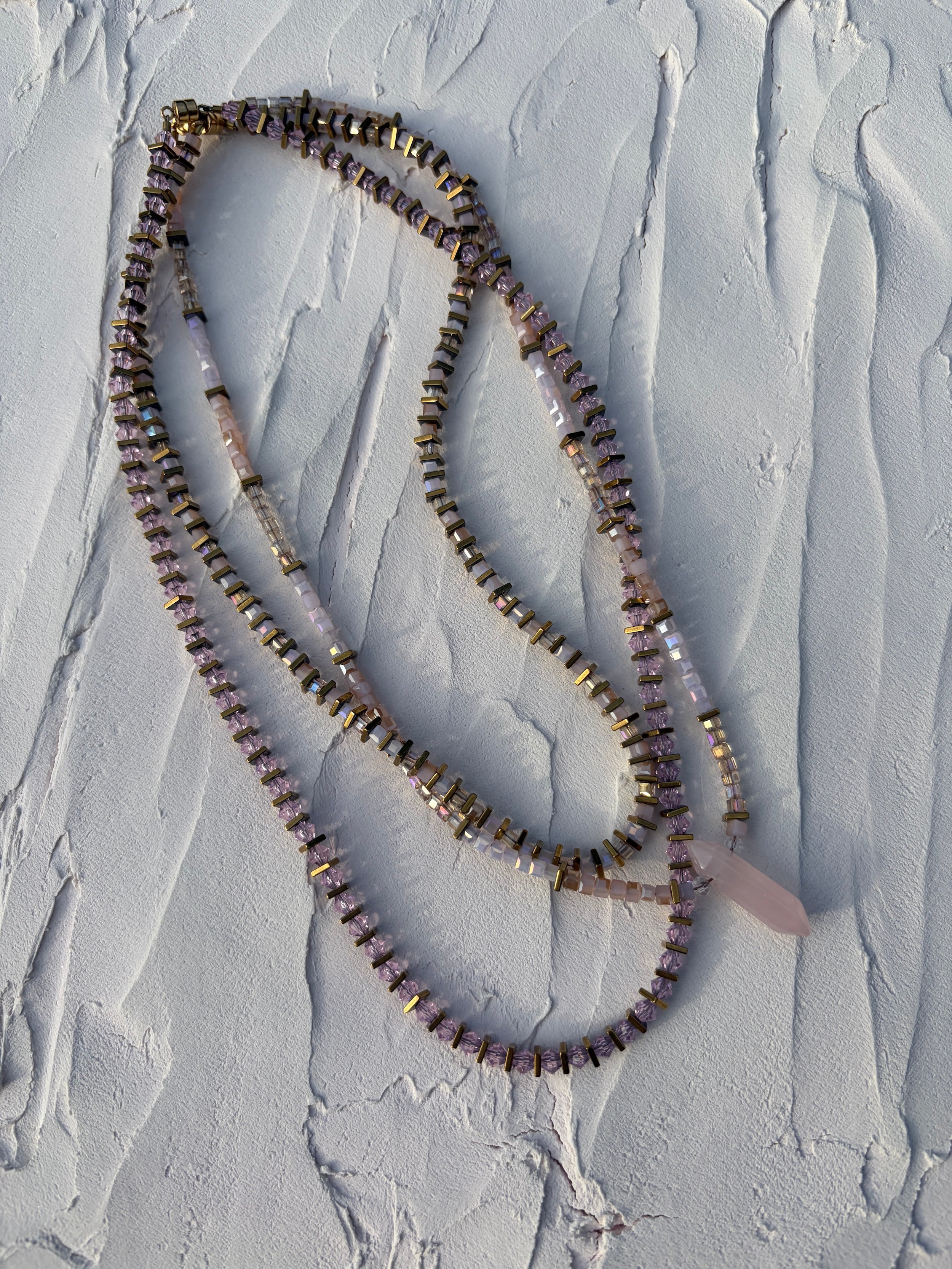 Pink Necklaces with gold separators